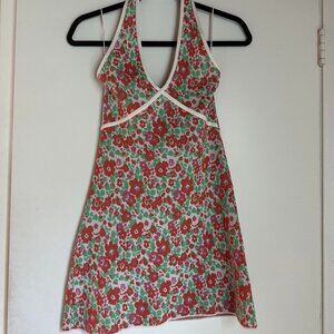 Zara Floral Knit Retro Halter Mini Dress